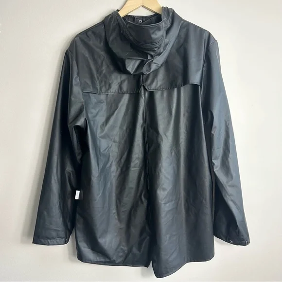 Rains Unisex Black Hooded Rain Jacket Size S-M - Picture 4 of 10